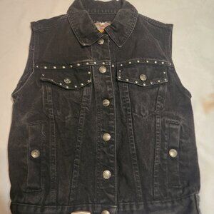 Women's Black Denim Harley Davidson Vest